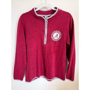 Alabama Crimson‎ Tide Women’s Red 1/4 Zip Long Sleeve Pullover Large Fleece-Feel